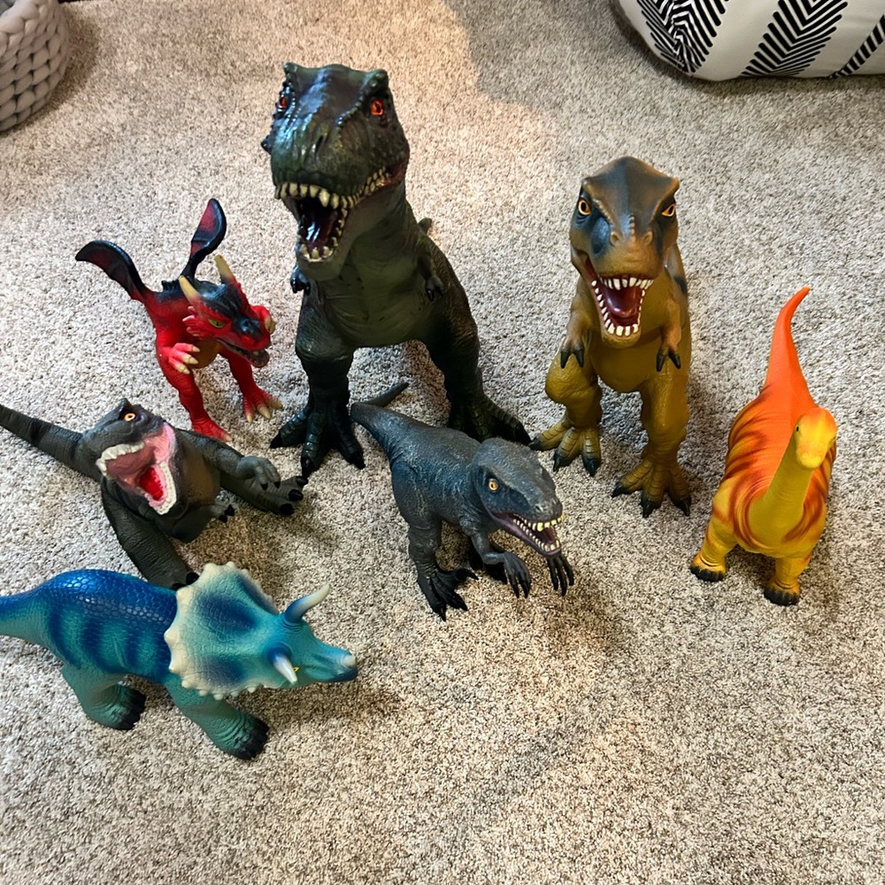 6 excellent condition soft rubber dino lot. worth $120